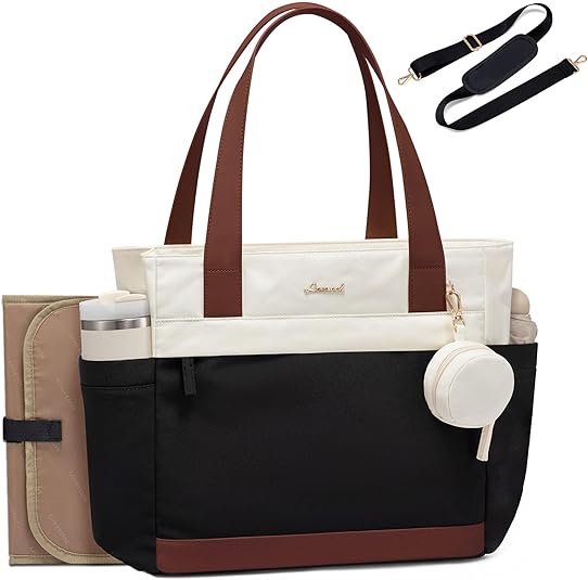 Lovevook Black - Diaper Bag Tote Large Baby Bag for Mom Hostipal and Travel Diaper Tote for Baby Boy with Pacifier Case Changing Pad