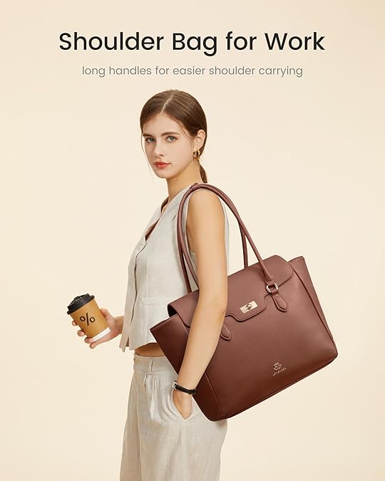 LOVEVOOK Laptop Bag for Women Soft Leather Work Bag, Office Shoulder Tote Purse with Flap Briefcase for Teacher Nurse